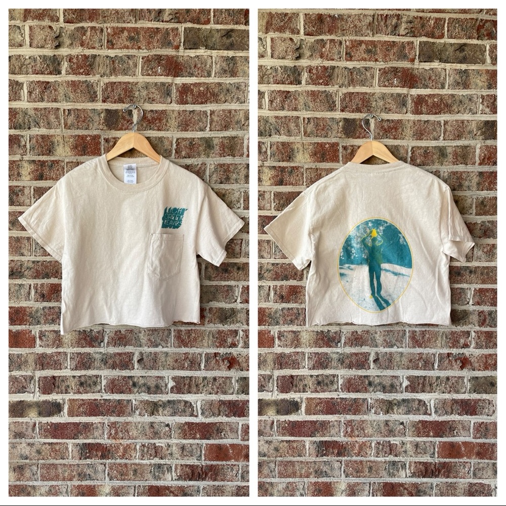 Crop top band shirt - Little wings light green leaves adult small indie